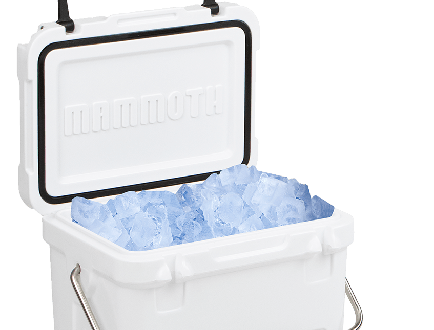 cruiser 25 open cooler with ice white