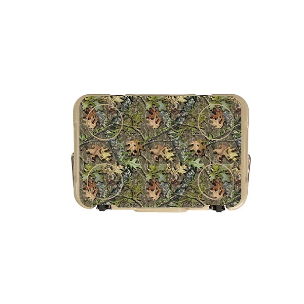 tan cruiser cooler with mossy oak print top view